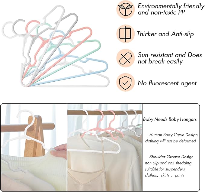 100 Pack Mix Color Kids Hangers 11.6 Inch - Image 3
