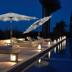 Blissun 9 ft Solar Umbrella, Patio Umbrella with 32 LED Lights, Table Market Umbrella, Outdoor Umbrella for Garden, Deck, Backyard (Light Grey) - Image 7