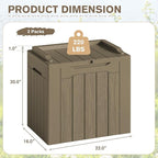 JUMMICO 31 Gallon Resin Deck Box Waterproof Indoor Outdoor Storage Boxes for Patio Furniture Cushions and Garden Tools (Light Brown, 31gallon-2 Packs) - Image 6