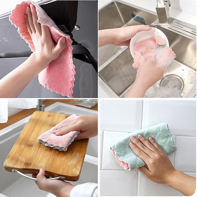 12 Pack Cleaning Cloth Kitchen Cloth, Dish Towels Super Absorbent Coral Velvet - Image 2