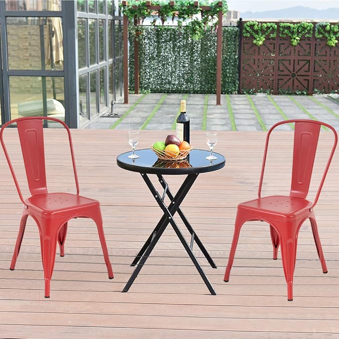 FDW Metal Dining Chairs Set of 4 Indoor Outdoor Chairs Patio Chairs Kitchen Metal Chairs 18 Inch Seat Height Restaurant Stackable Chair Tolix Side 330LBS Weight Capacity - Image 4