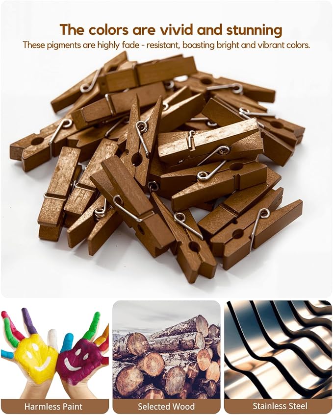 Mini Clothes Pins Wooden Colored Small Clothespins - Image 5
