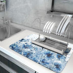 Giwawa Blue Floral Dish Drying Mat - Image 5