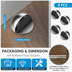 4 Pcs Self Adhesive Door Stoppers, Stainless Steel Floor Door Stop Wall - Image 2