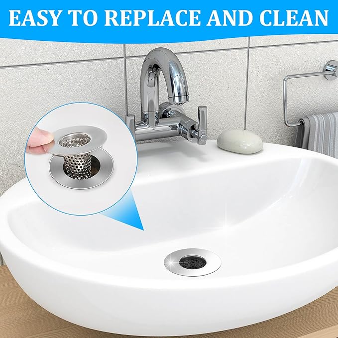 Dayker 3PCS Bathroom Sink Drain Strainers, Stainless Steel Hair Catcher - Image 6
