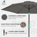 JEAREY 7.5FT Patio Umbrella Market Table Umbrella with 6 Sturdy Ribs, Push Button Tilt/Crank Outdoor Umbrella for Garden, Deck, Backyard, Pool and Beach,Gray - Image 5
