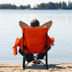 Oversized Rocking Camping Chair with Headrest & Cup Holder - 400lbs Capacity, 600D Oxford Fabric, Easy Fold Portable Outdoor Rocker Chair for Camping, Backyard, Beach, Orange - Image 2