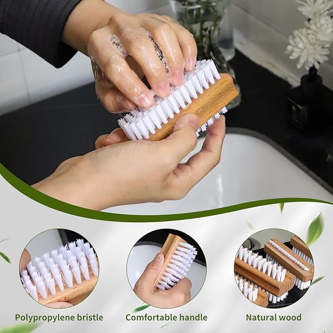 4 Pack Wooden Nail Brush - Image 2