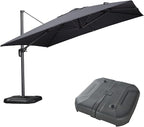 PURPLE LEAF 11.5' X 11.5' Telescopic Patio Umbrella with Base Included Lifting Cantilever Offset Square Large Umbrella for Pool Outdoor Patio Deck Garden Grey by PURPLELEAF