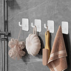 Adhesive Hooks for Bathrooms, 4 Piece Towel Hooks for Hanging Hat Robe Coat - Image 2