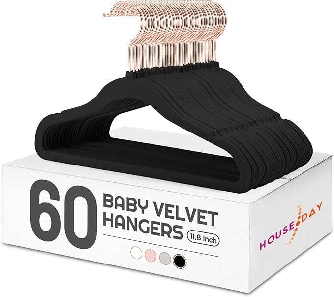 HOUSE DAY Velvet Baby Hangers for Closet, Kids Hangers Velvet 60 Pack, Non Slip by HOUSEDAY
