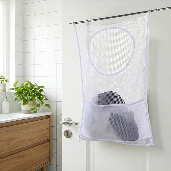 2Pcs Bag Over the Door Hamper Large Hanging Mesh Hamper - Image 3