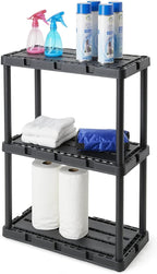 Gracious Living 3 Pack Light Duty Storage Shelves, Knect-A-Shelf 3-Shelf Ventilated Shelving Rack Organizer for Home, Garage, Basement, Laundry, Black - Image 6