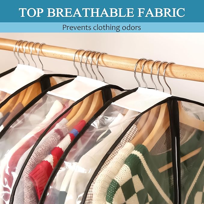 60" All Clear Dress Bags for Gowns Long, Womens Dress Garment Bag - Image 4