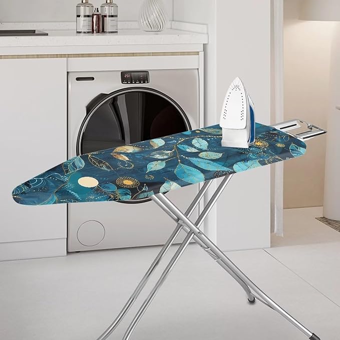 Blue Leaves Ironing Board Cover and Pad, Resist Scorching and Staining - Image 2