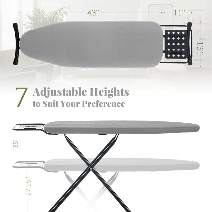 Ironing Board Full Size, RAINHOL 43"x13" Heavy Duty Compact Iron Board - Image 2