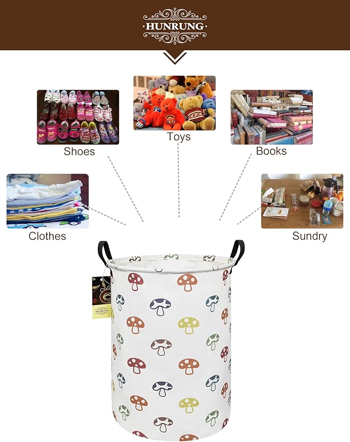 HUNRUNG Laundry Hamper, Large Canvas Fabric Lightweight Storage Basket Toy - Image 3