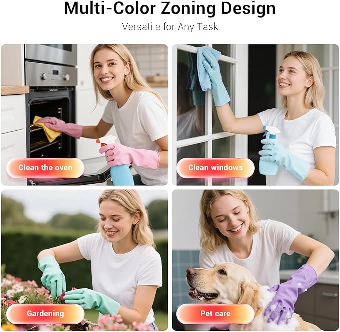 ThxToms 4 Pairs Reusable Rubber Gloves, 10mil Thick Heavy Duty Dishwashing & - Image 5