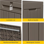 EAST OAK Outdoor Storage Box, 60 Gallon Deck Box Indoor and Outdoor Use, Waterproof Resin Storage Bin for Patio Cushions, Gardening Tools, Lockable, UV Resistant, Brown - Image 6