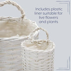 AuldHome Design Wall Hanging Baskets; Woven WIcker Rustic Farmhouse White - Image 7
