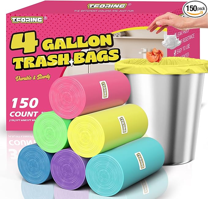 150 Count 4 Gallon Small Trash Bags by TFORING%C2%AE
