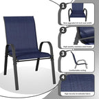 Patio Dining Chairs Set of 6, Outdoor High Stacking Chairs，Breathable Seat Fabric and Alloy Steel Frame for Backyard, Porch, Garden, Sunroom (Blue) - Image 4