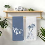 Blue Beach Surfboard Kitchen Towels, Coastal Tropical Palm Tree Decorative Hand - Image 4