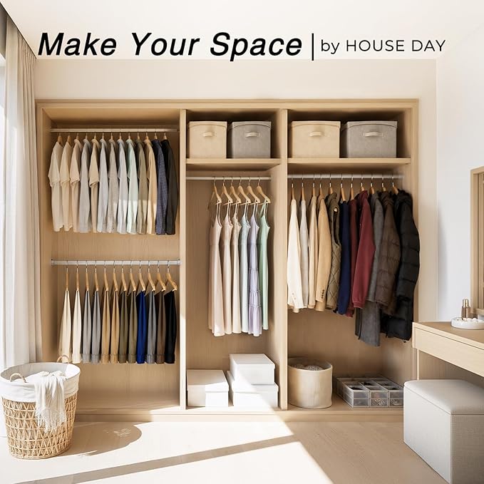 HOUSE DAY Slim Wooden Hangers 30 Pack, Solid Wood Hanger - Image 8