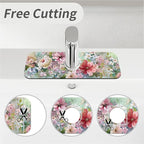 Kitchen Sink Splash Guard，soft-watercolor floral Faucet Mat Sink Gadgets-Super - Image 5