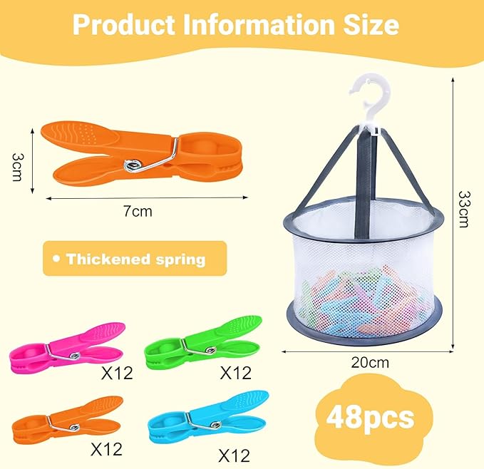 48 Pcs Colorful Plastic Clothes Pins - Image 5