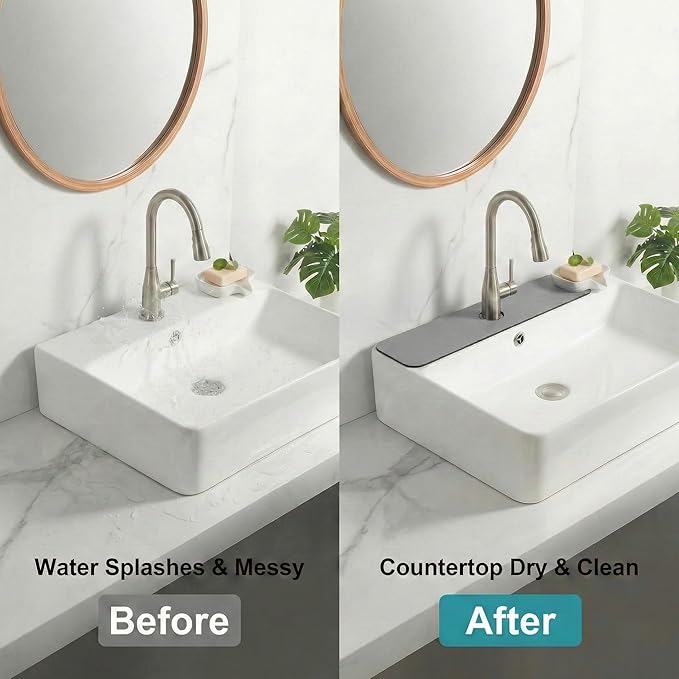 Customizable Kitchen Sink Faucet Mat: 30" Lx5.5 W Splash Guard, Pre-Cut Center - Image 7