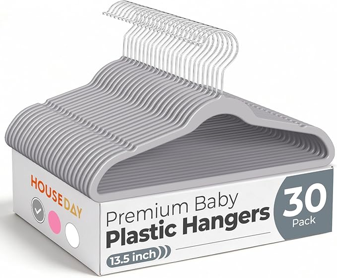 HOUSE DAY 13.5 Inch Kids Hangers 30 Pack by HOUSEDAY