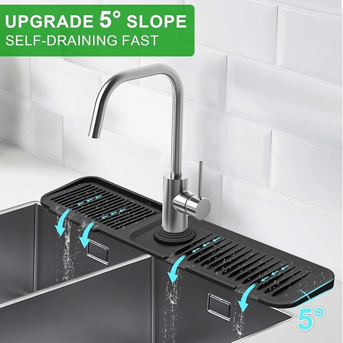 Sink Splash Guard, 5°Slope Silicone Draining Mat - Image 3