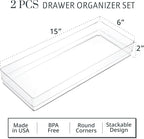 STORi SimpleSort 2-Piece Stackable Clear Drawer Organizer Set | 15" x 6" x 2" - Image 2