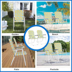 VINGLI Patio Lawn Webbed Folding Chairs Set of 2, Outdoor Beach Chair Portable Dining Chair for Outdoor Yard, Garden (Yellow, Classic) - Image 8