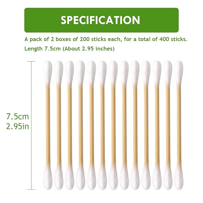 Cotton Swabs 400 count Double Round Tips Cotton Swabs - Image 2