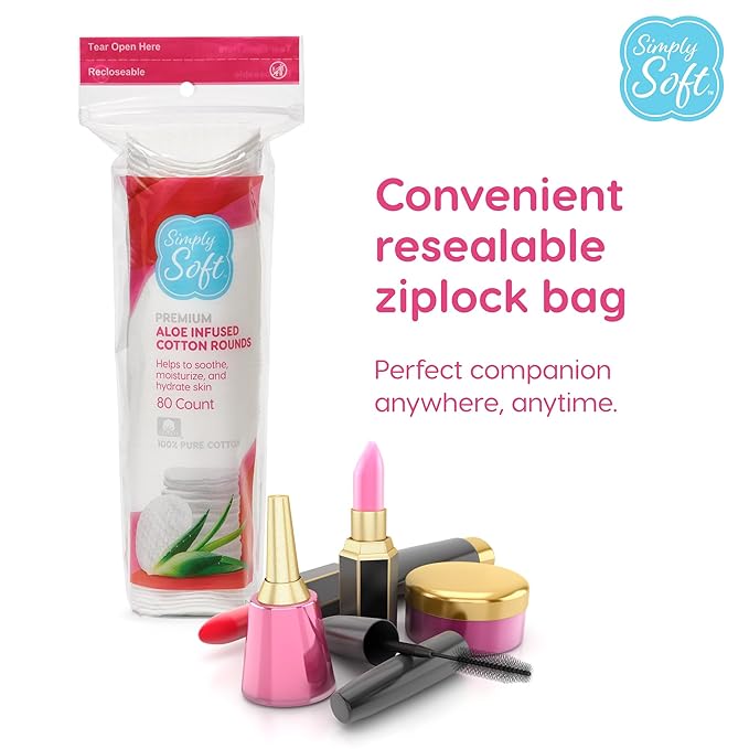 Simply Soft Aloe Infused Premium Cotton Rounds, Hydrating Aloe Vera, 100% Pure - Image 4