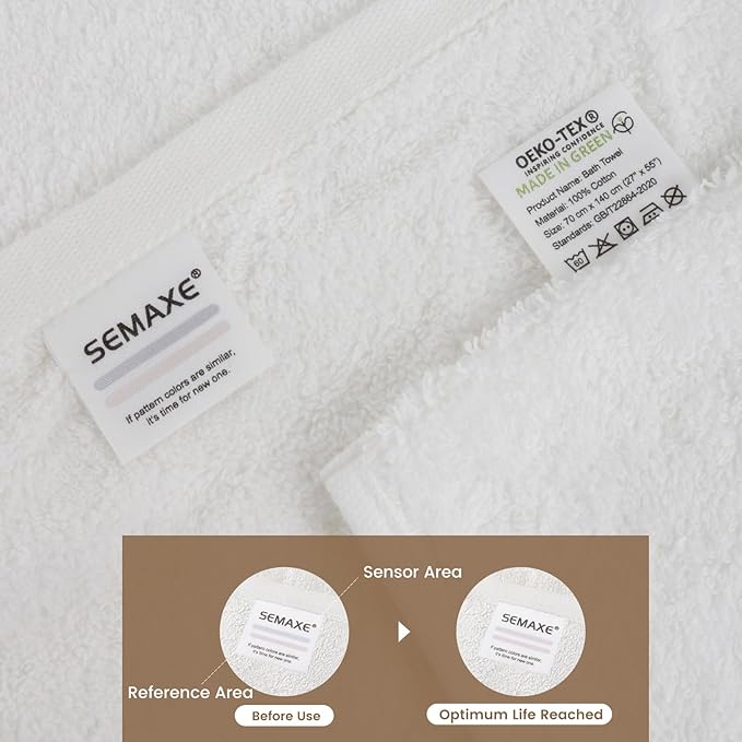 SEMAXE White Bath Towel for Bathroom, 100% Cotton Towel - Image 4