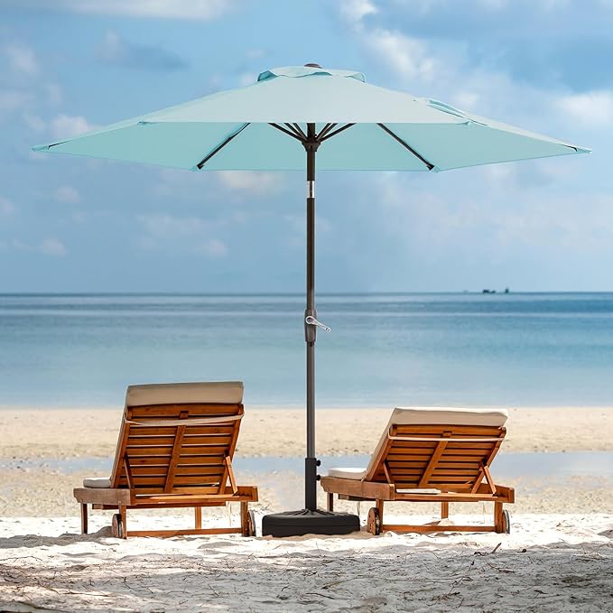 JEAREY 7.5FT Patio Umbrella Outdoor Market Umbrella with 6 Sturdy Ribs, Push Button Tilt/Crank Table Umbrella for Garden, Deck, Backyard and Pool, Baby Blue - Image 6