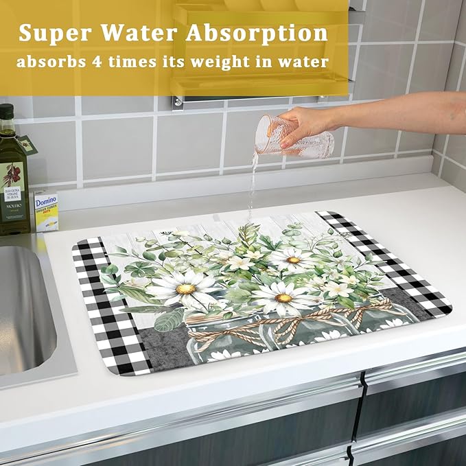 Spring Daisy Floral Dish Drying Mat - Image 7