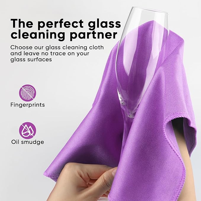 HOMEXCEL Microfiber Glass Cleaning Cloths 6 PK, Lint Free Streak Free, Reusable - Image 3