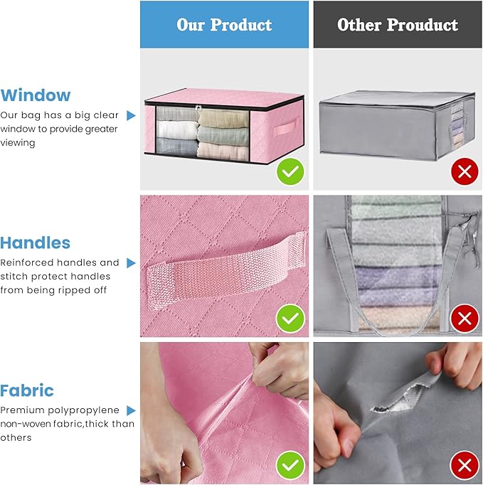 HomeHacks Storage 3-Pack Clothes Organizer Storage Bags Foldable Storage Box - Image 5