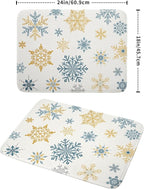 Winter Dish Drying Mat for Kitchen Counter Blue Golden Snowflake Holiday Xmas - Image 2