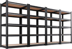 AOAORRG Set of 4 Garage Shelving Heavy Duty Storage Shelves, Metal Adjustable Shelving Unit, Utility Garage Organizer Shelf for Basement, Pantry, Kitchen, Warehouse, 31.5"W x 13.8"D x 71.2"H, Black by Unknown