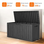 75 Gallon Resin Deck Box, Lockable Patio Outdoor Storage Box for Furniture, Garden Tools and Tools Storage, Waterproof Outside Storage Boxes - Black - Image 5
