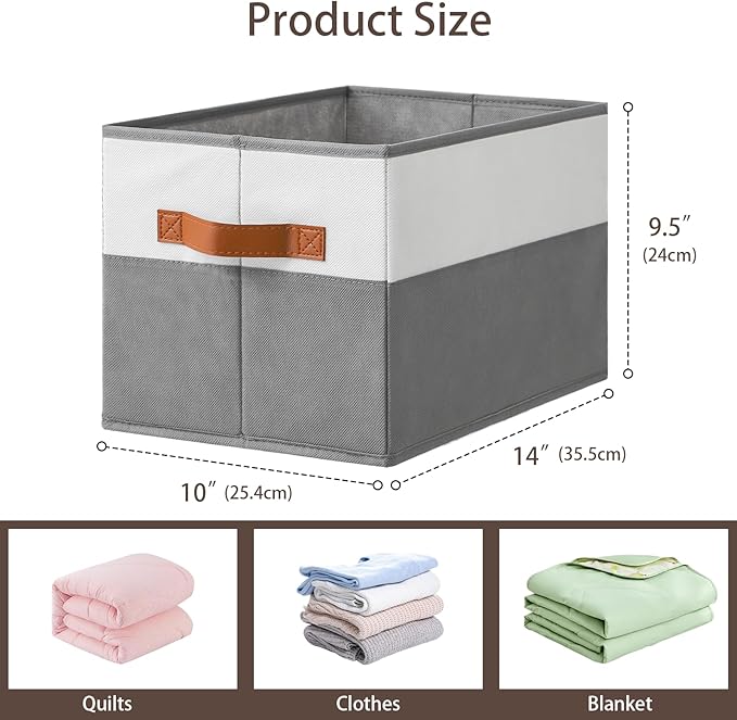 4 Pack Large Storage Bins with Handle, Collapsible Storage Basket - Image 2