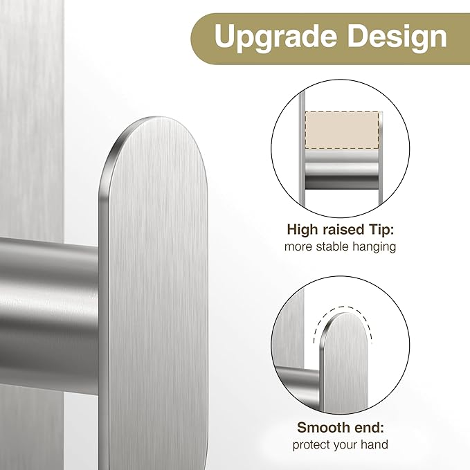 pickpiff Adhesive Towel Hooks for Bathroom: 20LB Extra Strong Wall Hanger for - Image 2