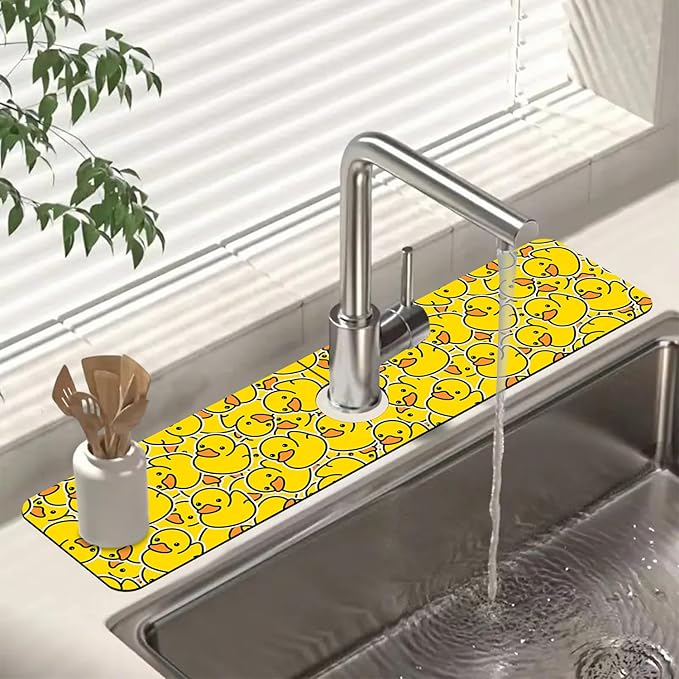 Sink Splash Guard Faucet Mat Rubber Ducky Absorbent Fast Drying Mat Sink by Unknown
