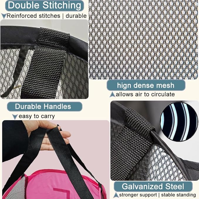 Pack of 2 Mesh Pop Up Hampers Collapsible Laundry Baskets - Image 2