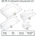 STORi SimpleSort 18-Piece Stackable Clear Drawer Organizer Set | Multi-size - Image 2